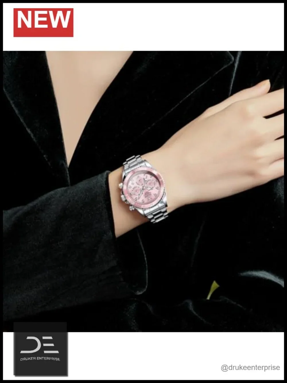 Ladies Analog Quartz Stainless Steel Watch with Day Date